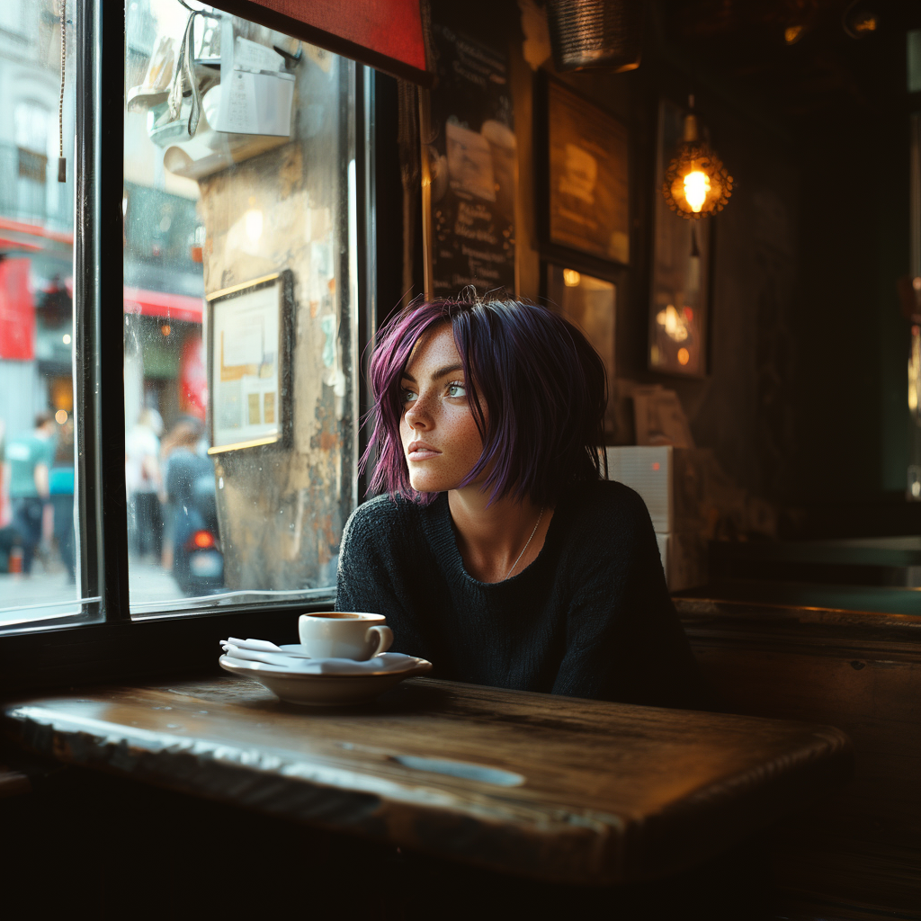 Cozy coffee shop interior with warm lighting and comfortable seating