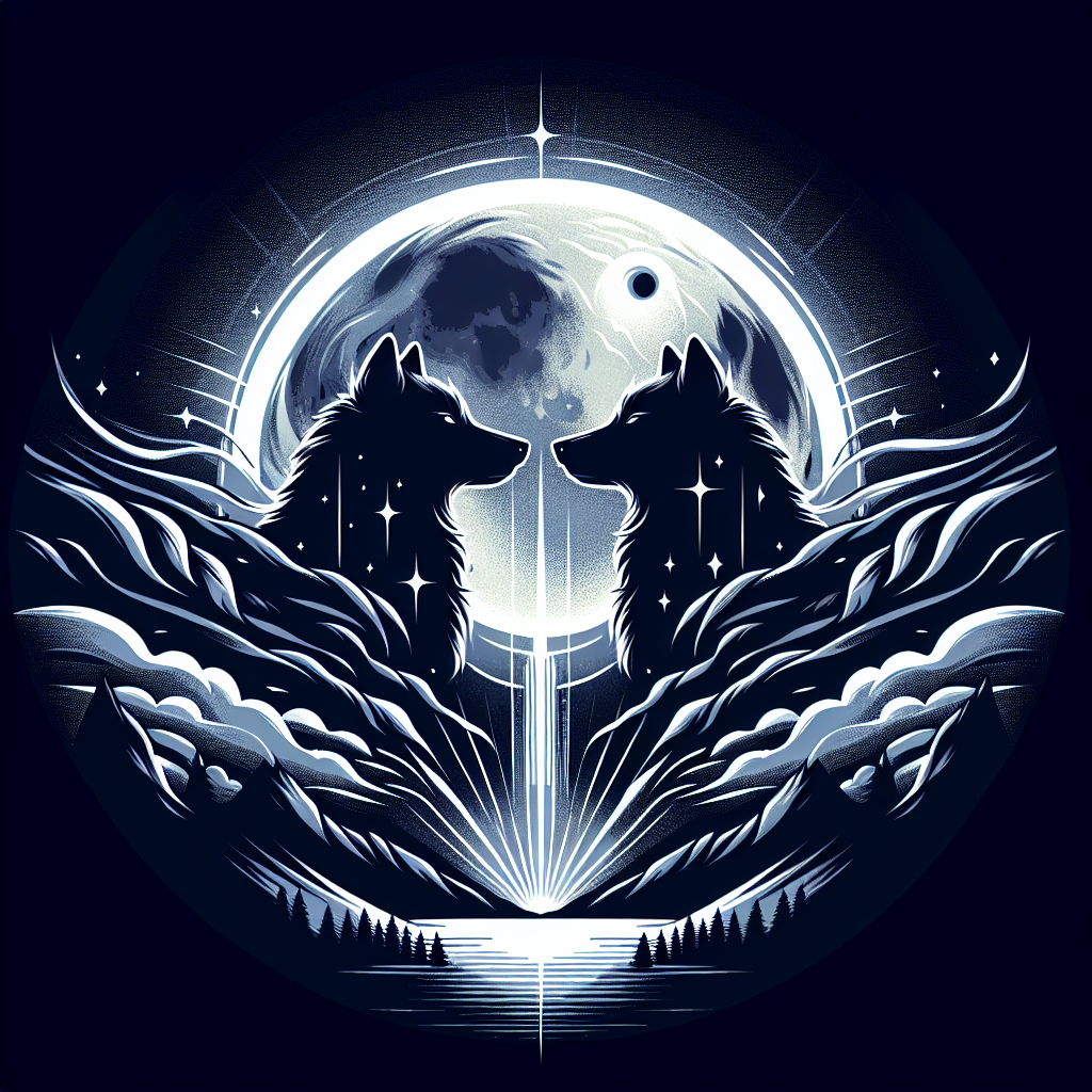 Ethereal illustration of two wolves silhouetted against a full moon with mystical silver light streaming down, symbolizing the Moon Goddess's blessing of fated mates in werewolf romance