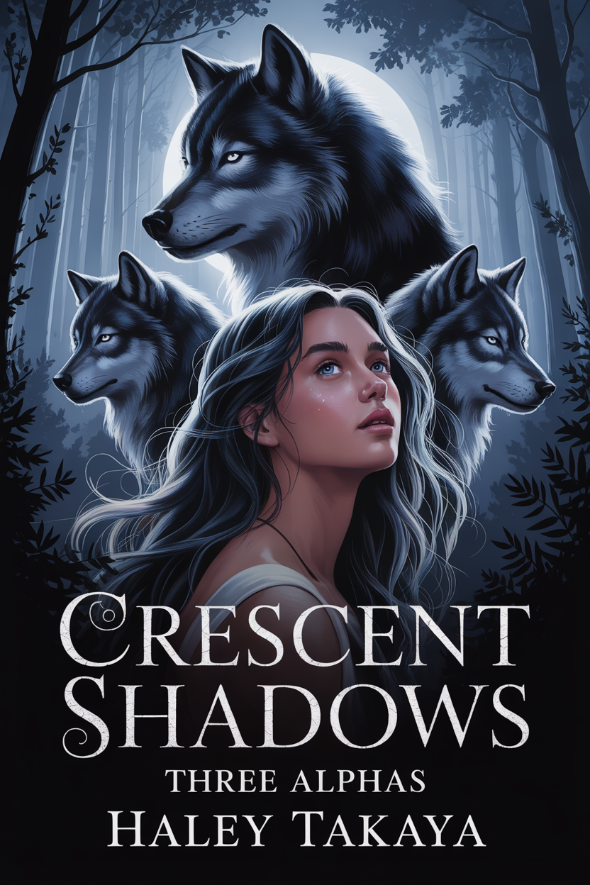 Cover of Crescent Shadows. Three Alphas by Haley Takaya
